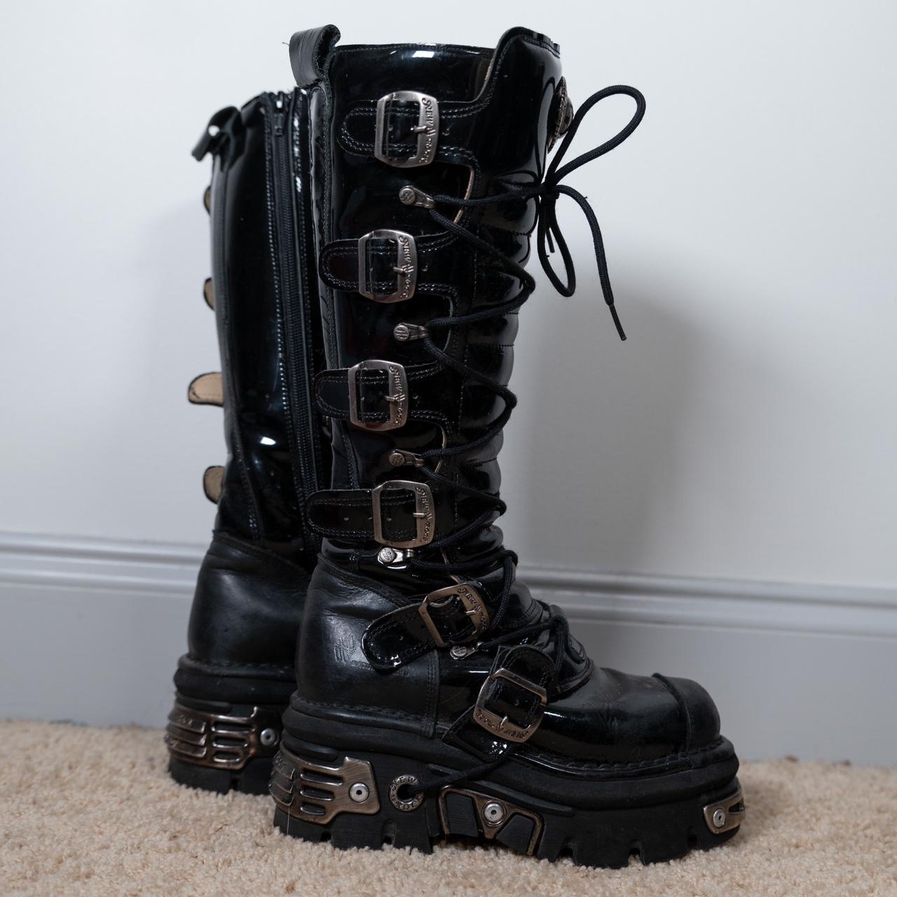 Knee High New Rock Reactor Boots Vinyl Worn a... - Depop