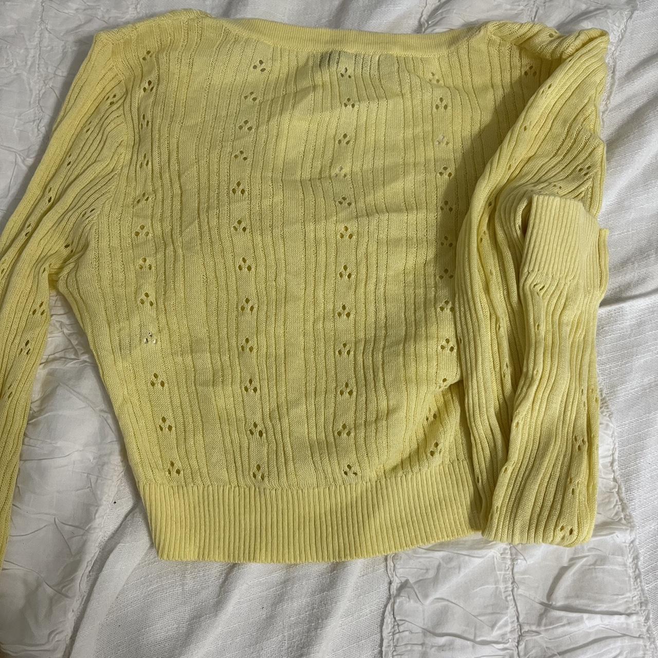 Yellow cropped cardigan. Super cute color and style.... - Depop