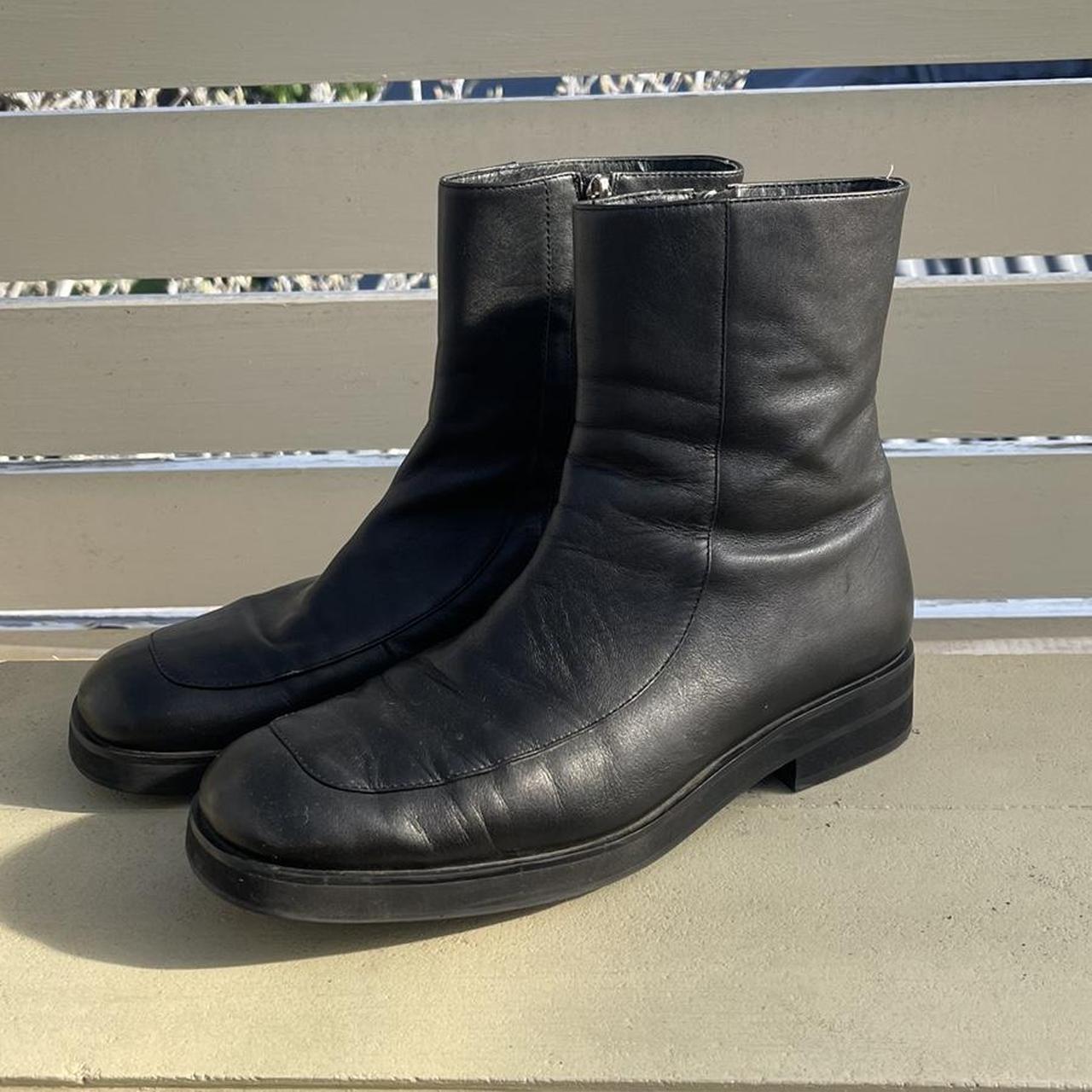 Leather Motorcycle-style Boots - Size 41 - Great... - Depop