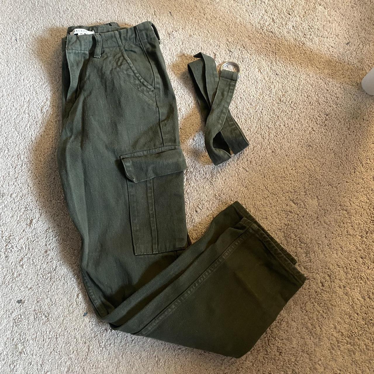 pacsun army green cargo pants size 24 or 00/0. these... - Depop