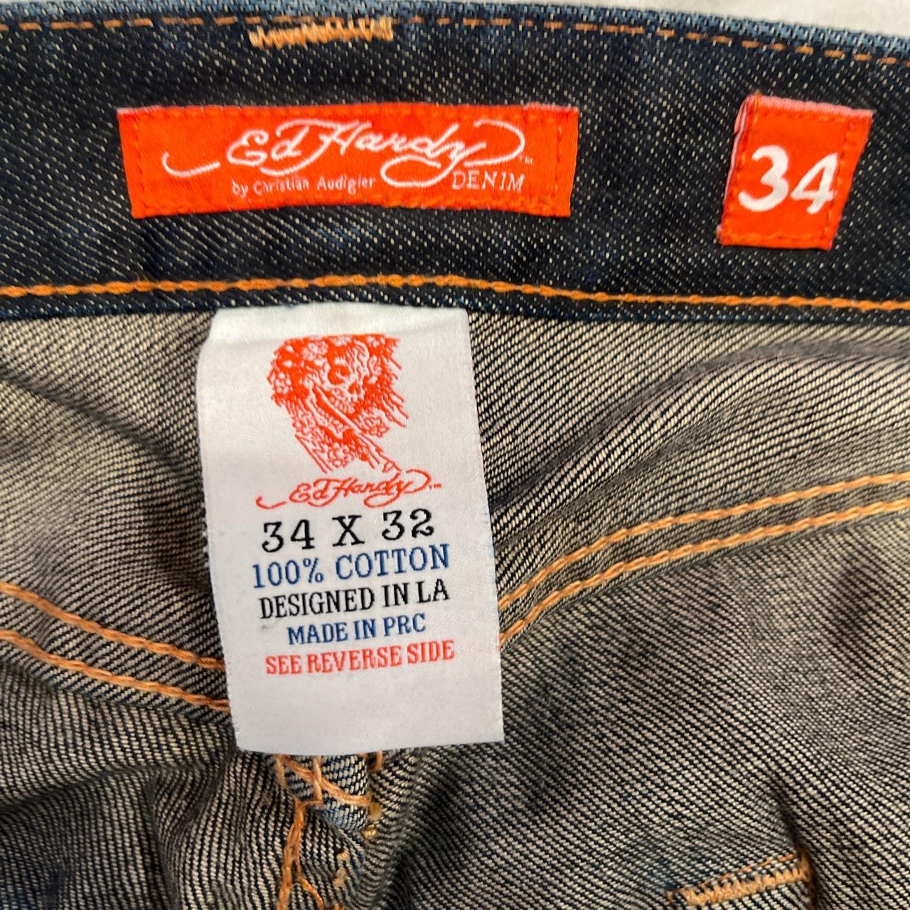 Vintage ed hardy jeans Y2K Tear on the bottom | Depop