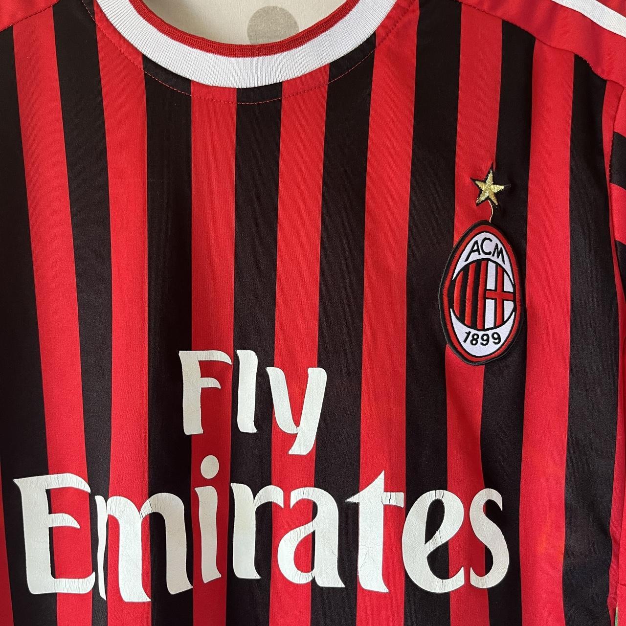 11年製adidas AC Milan Fly Emiratesレアunisex 2010 AC Milan Fly Emirates Adidas Men's Soccer SS Jersey - S