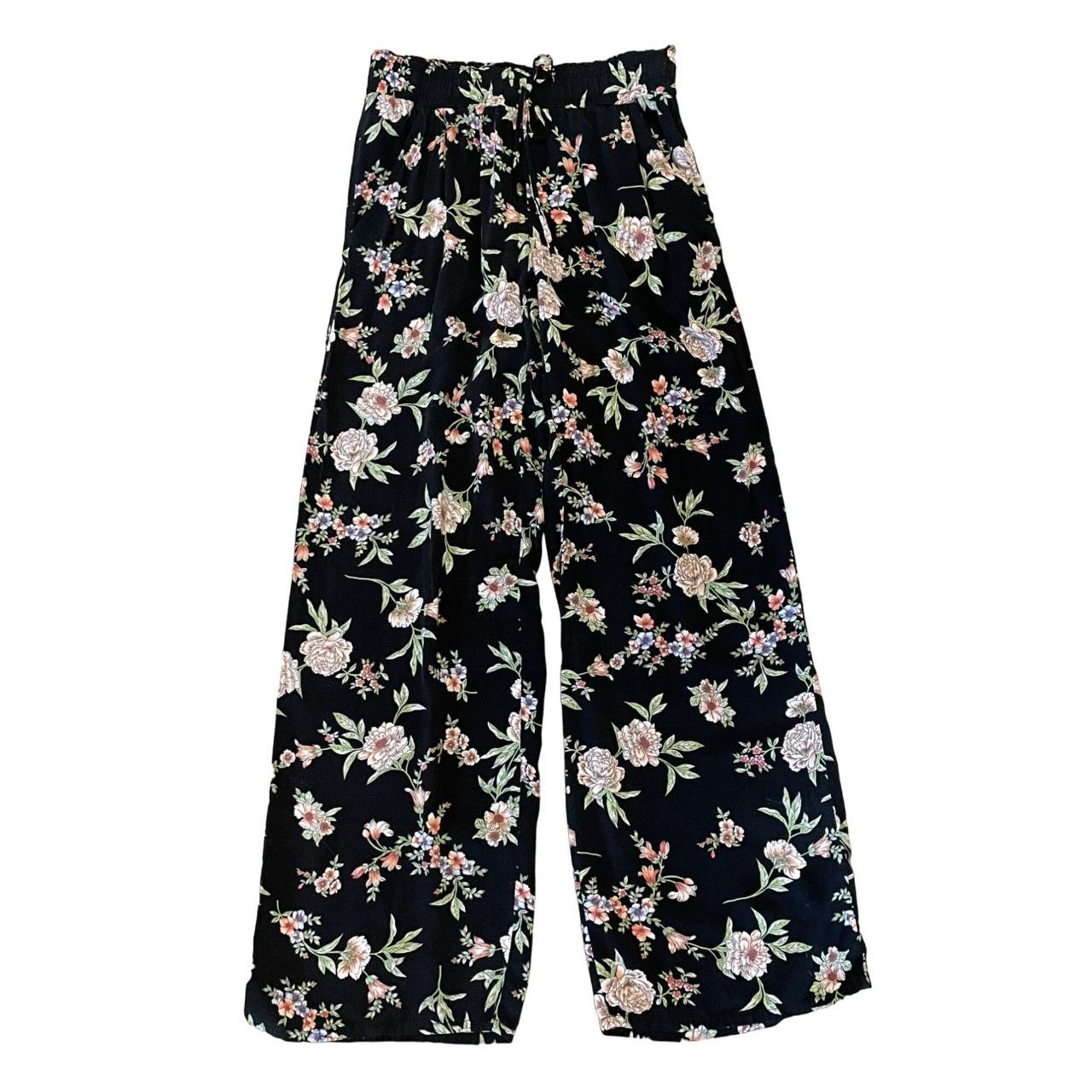 Flowing boho floral pants. Features: • elastic... - Depop