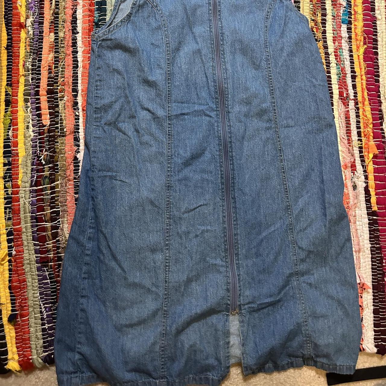 loosefitting denim dress perfect for layering and... Depop