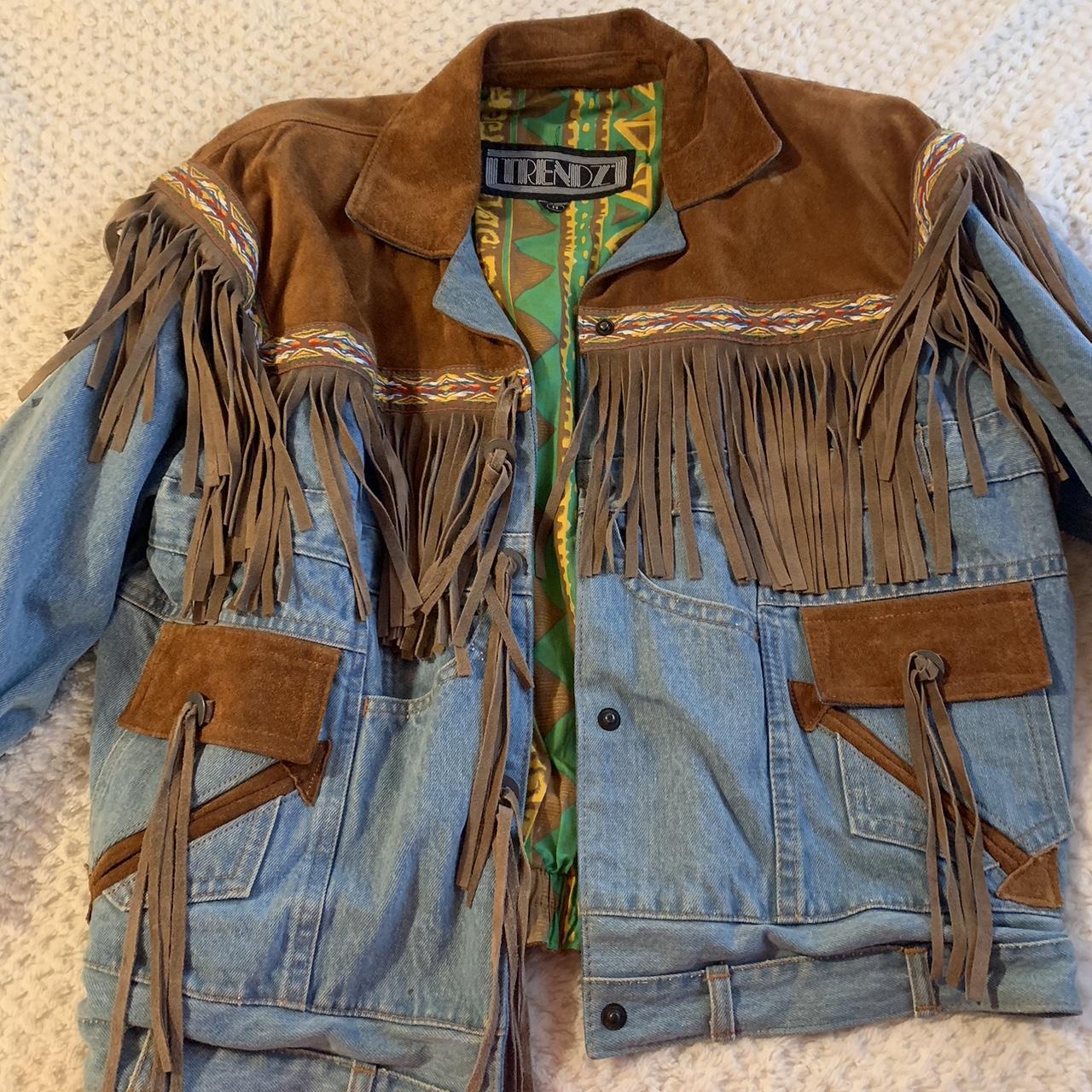 Women's Blue and Brown Jacket Depop