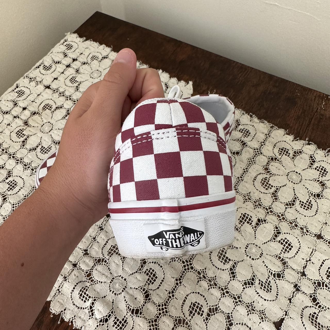 burgundy and white checkered vans