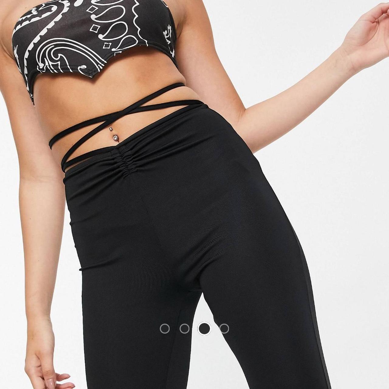 Bershka wrap around flared trousers size small Depop