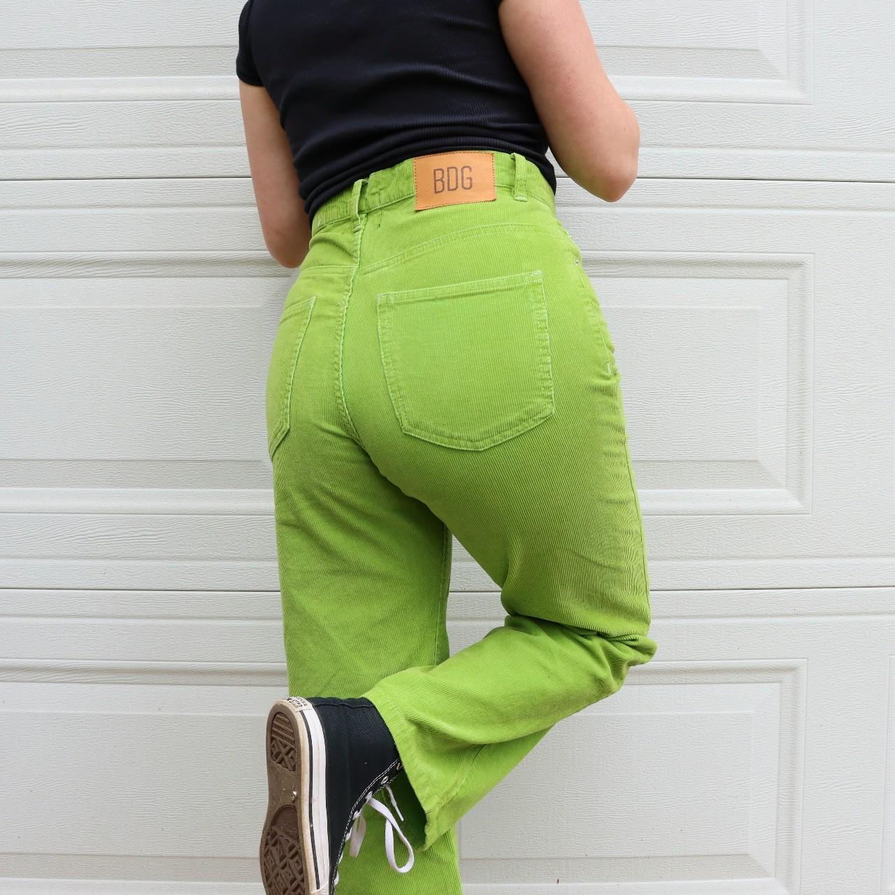 High waisted green corduroy hot sale pants