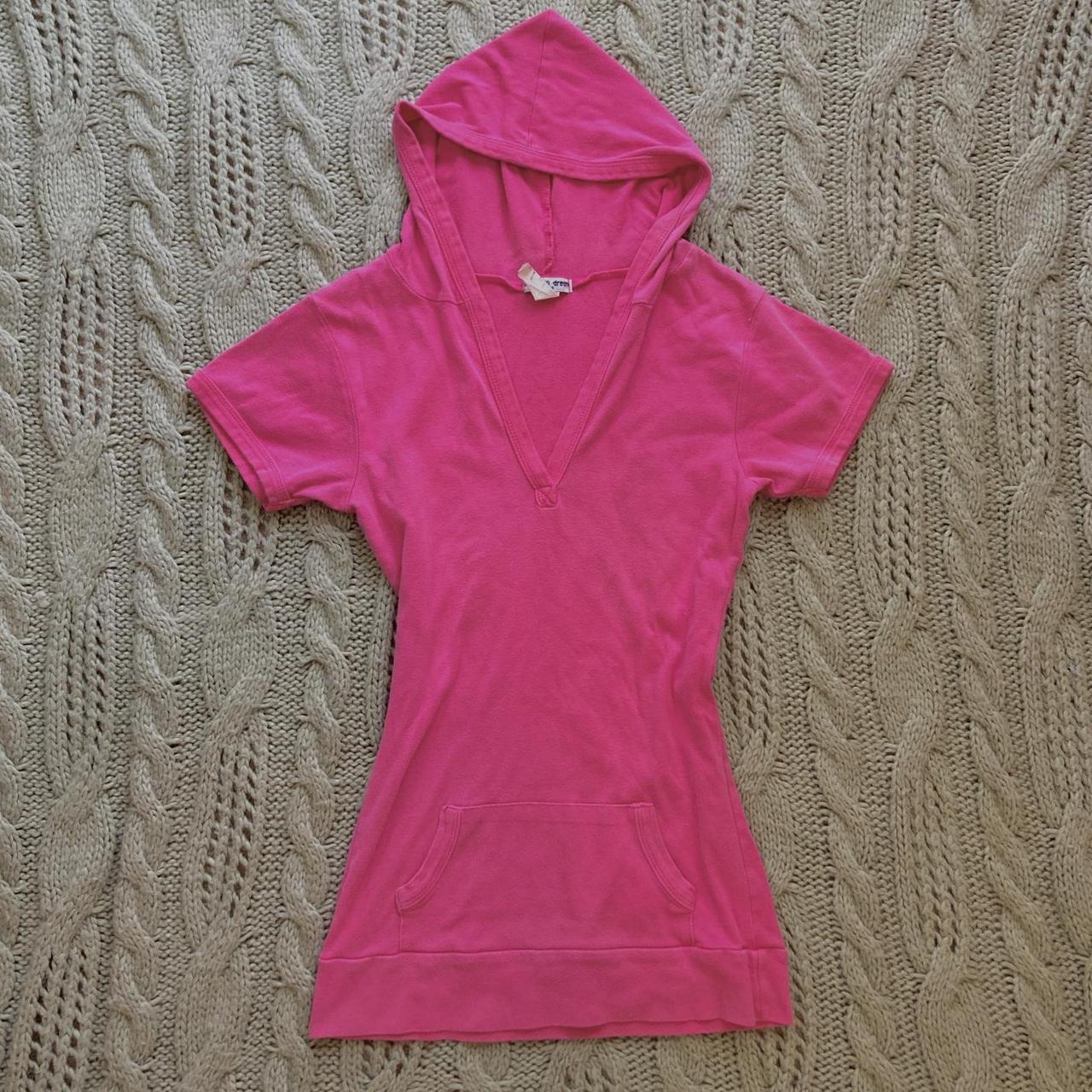 Pink short sleeve hoodie hotsell