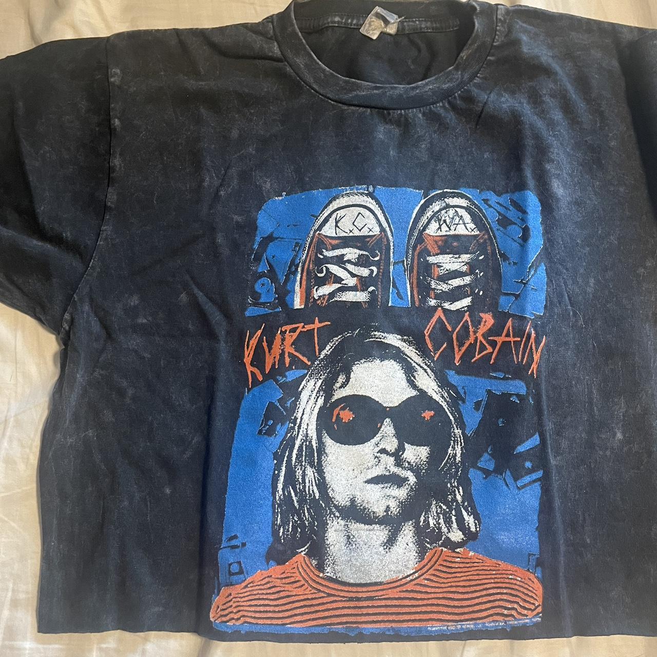 thrifted kurt cobain t shirt, cropped and super... - Depop