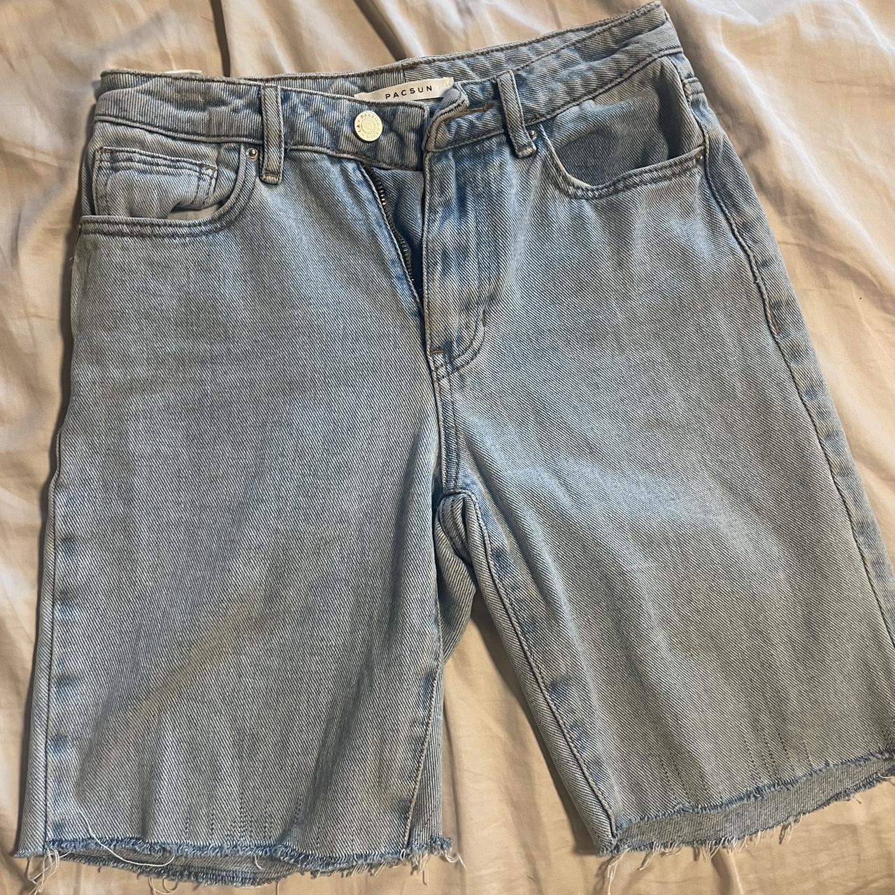 light wash pacsun jorts, size 23 #indie #jorts... - Depop