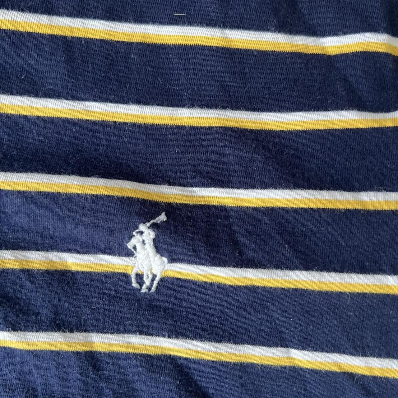 navy yellow white striped polo ralph lauren tee... - Depop