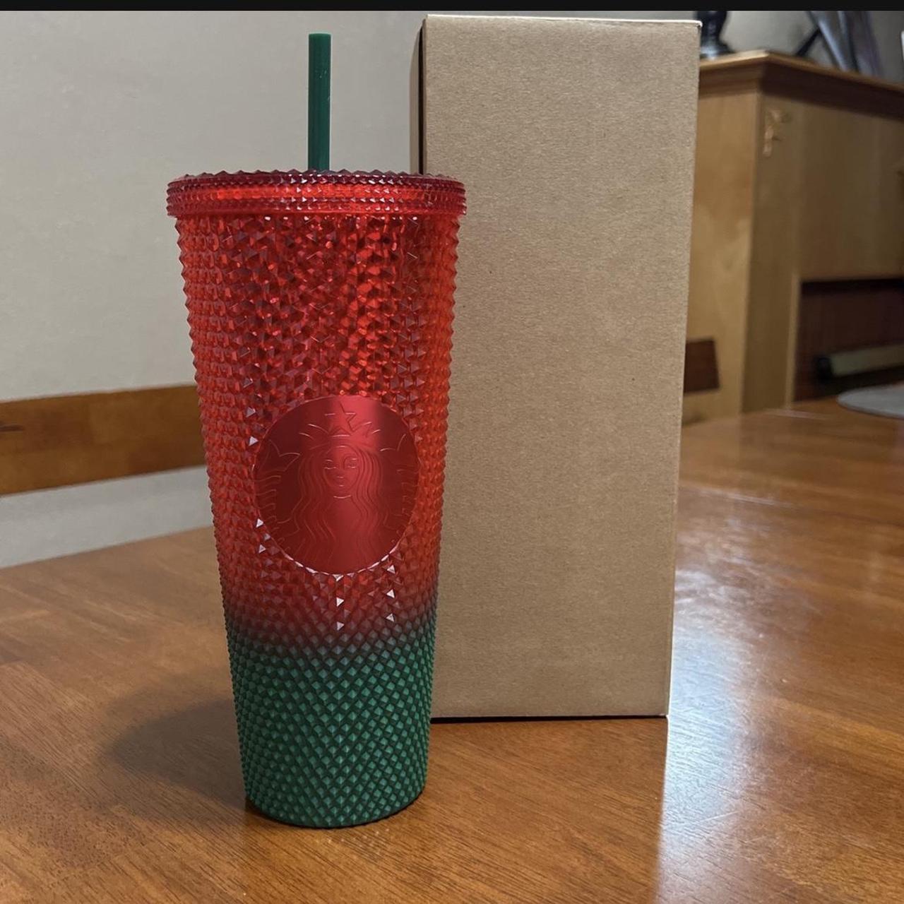 Red Studded Tumbler with Heart Straw