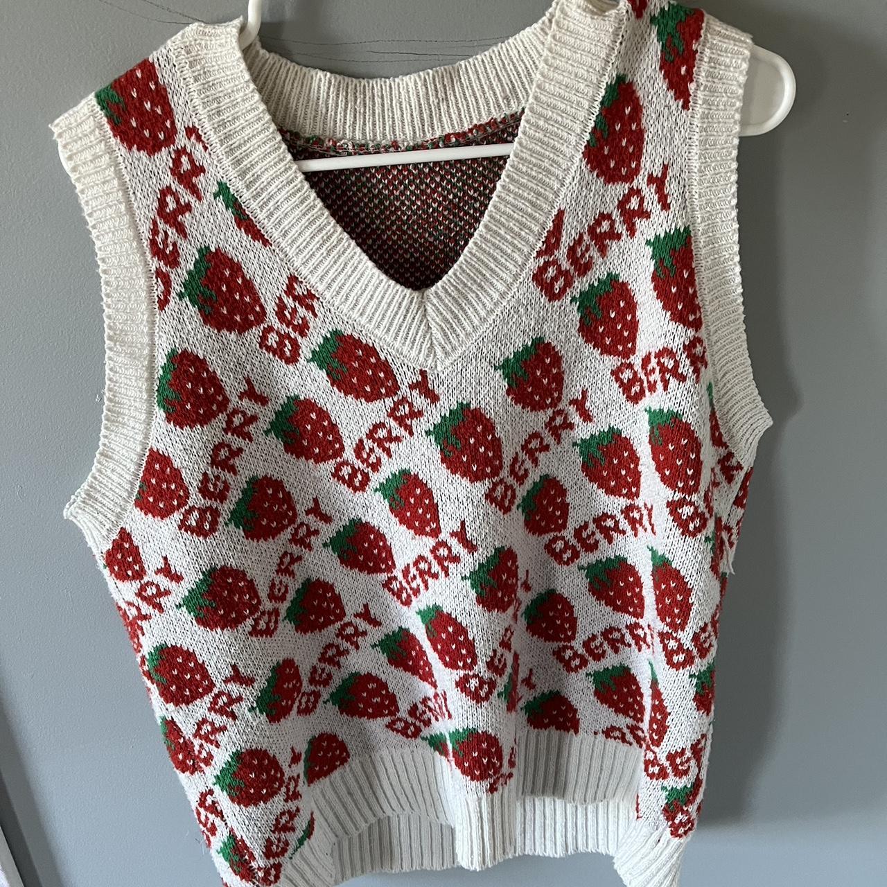 Strawberry sweater-vest - Depop