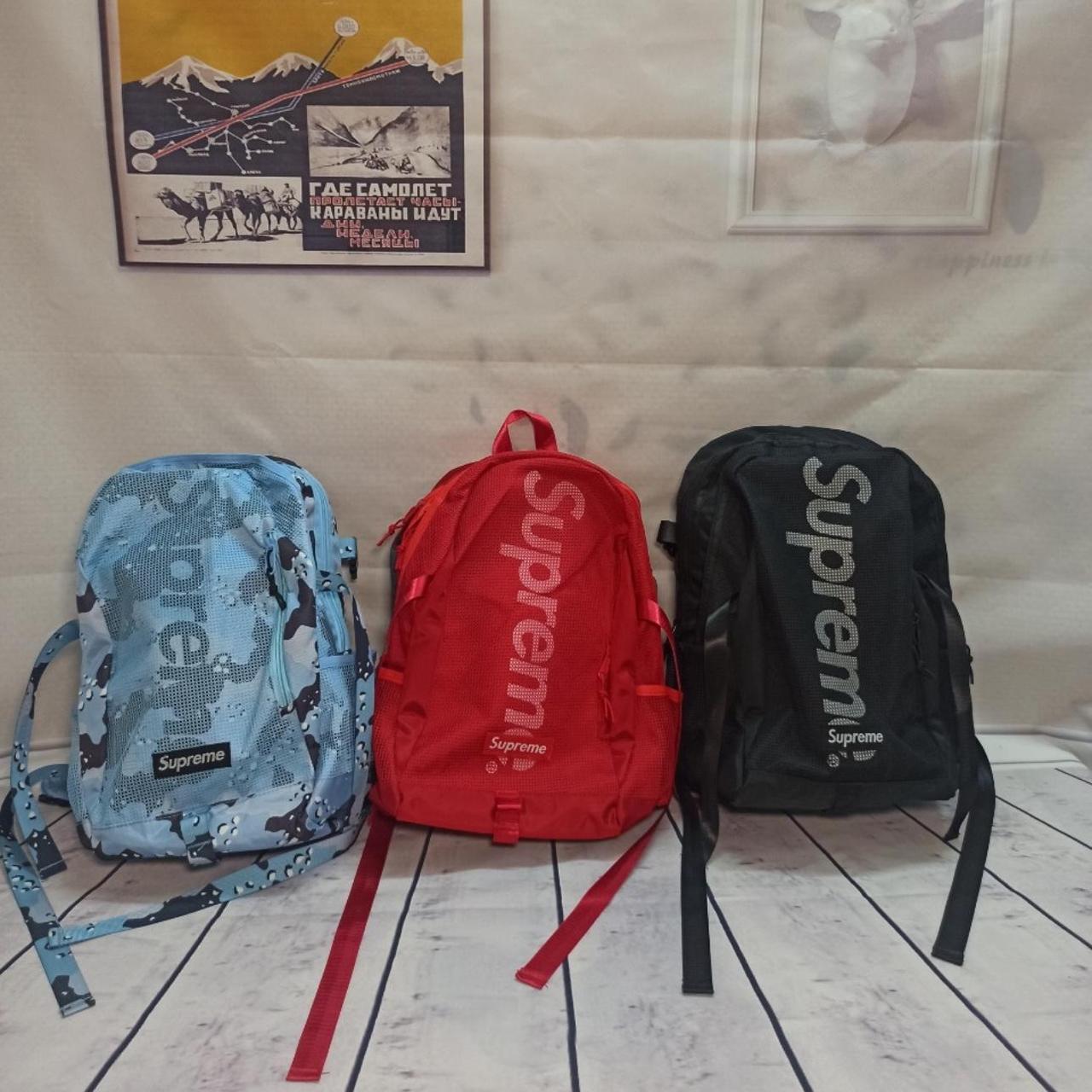 Blue supreme-backpack - Depop