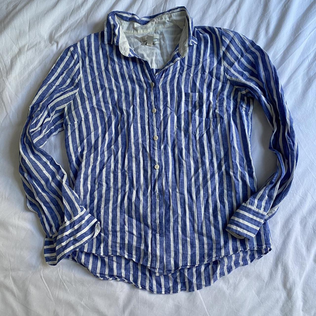J. Crew Linen / Cotton Stiped Button-Up The tag... - Depop