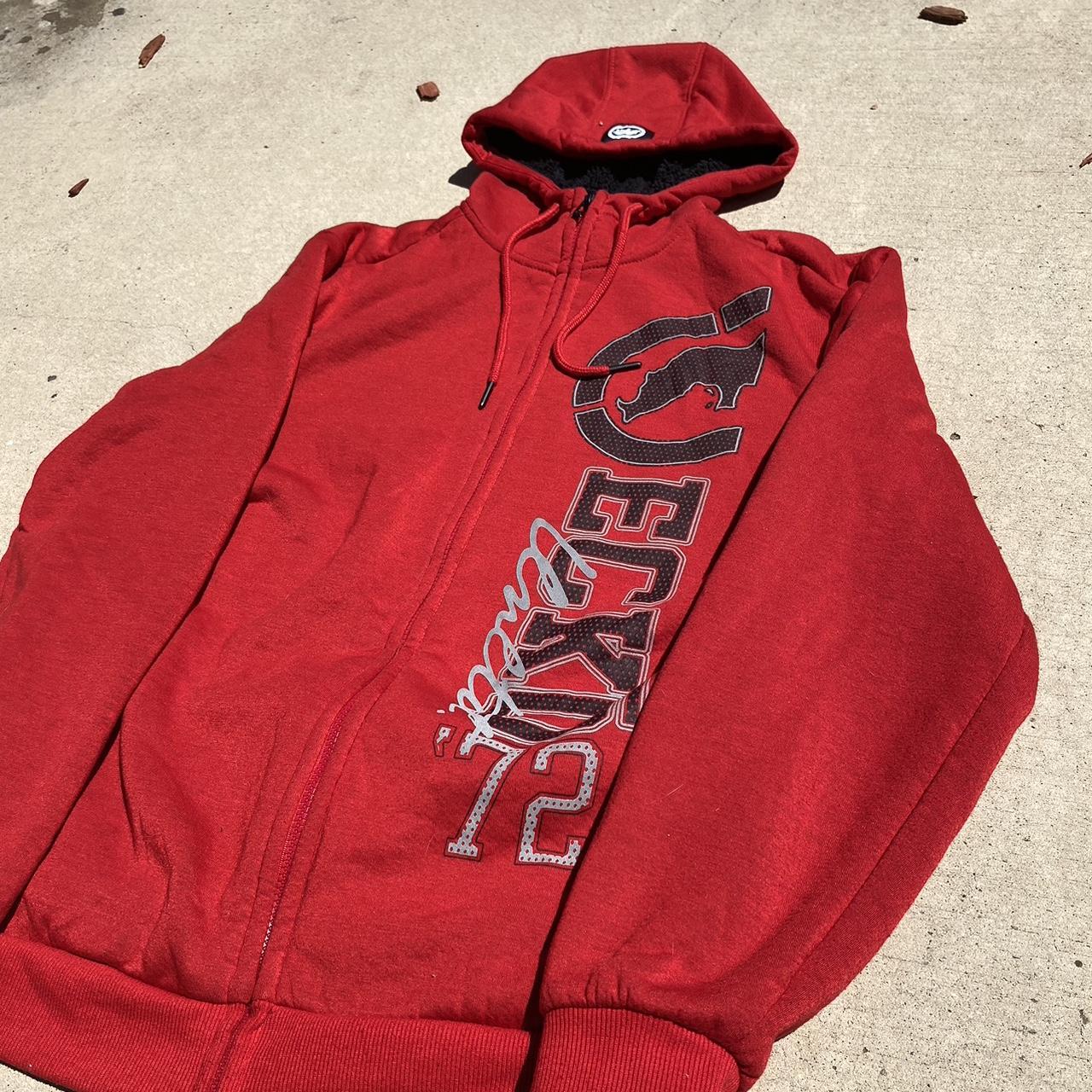 y2k Ecko Unltd. Skater Zip-up Hoodie Black/Red Size... - Depop