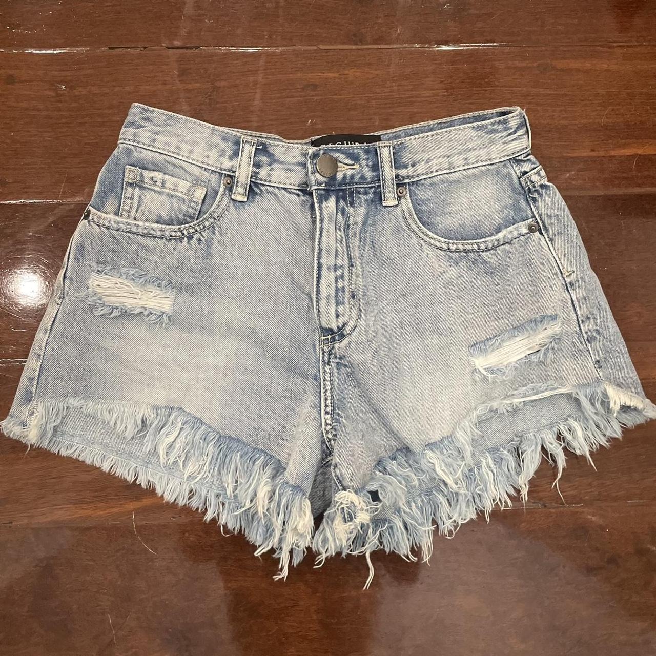 Decjuba distressed denim shorts Size 8 100% cotton... - Depop