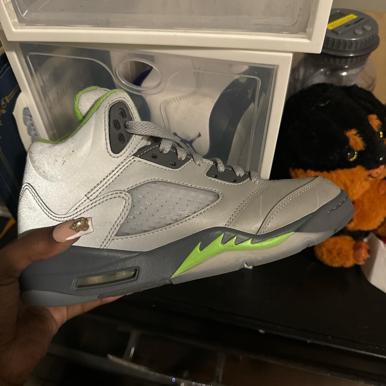 green bean jordan 5s in big kids size 5 gently worn - Depop