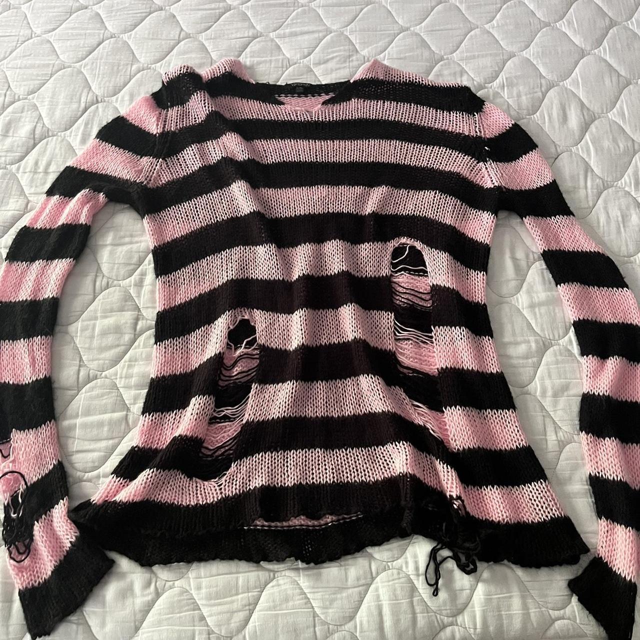 Dolls kill distress stripe shirt. Never been worn.... - Depop