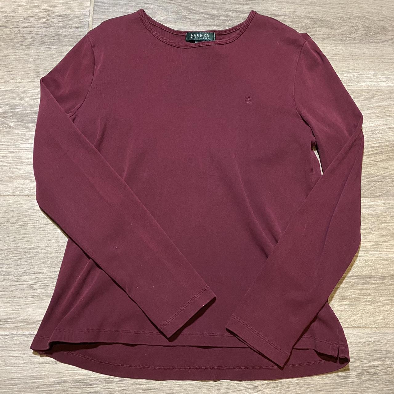 Ralph Lauren Women's Burgundy T-shirt | Depop