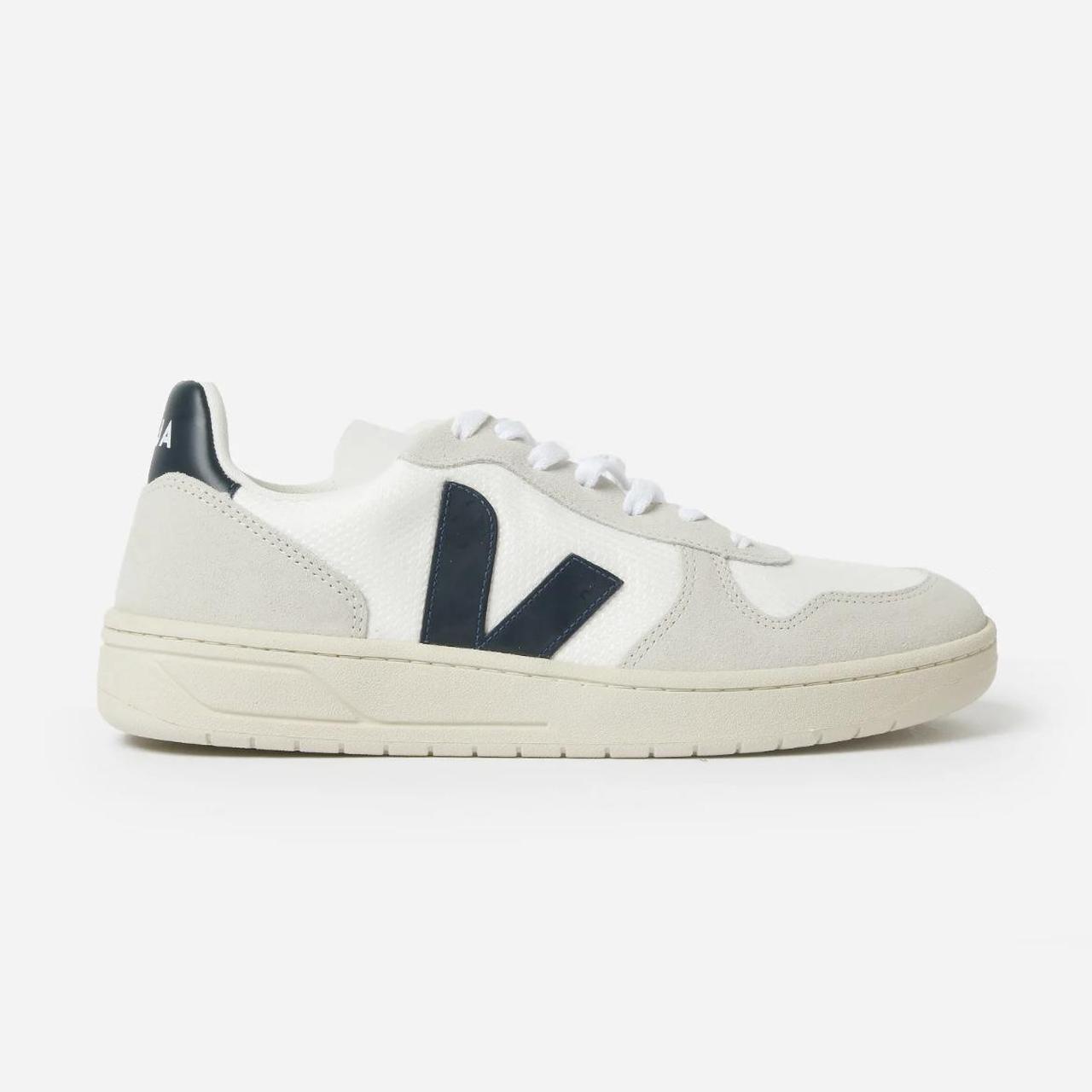 Veja Women's White and Navy Trainers | Depop