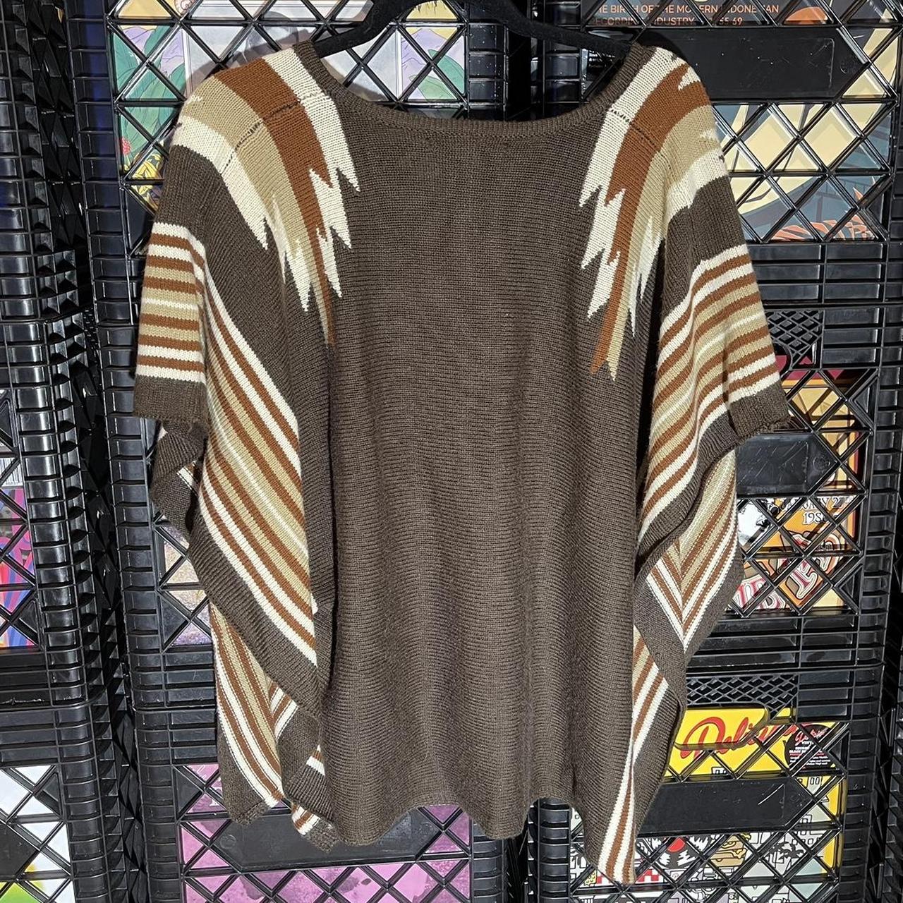 You can't be sad in a poncho, brown beige cream tan - Depop