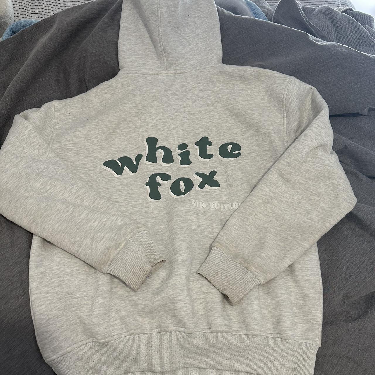 white fox grey hoodie size S/M don’t wear anymore... - Depop