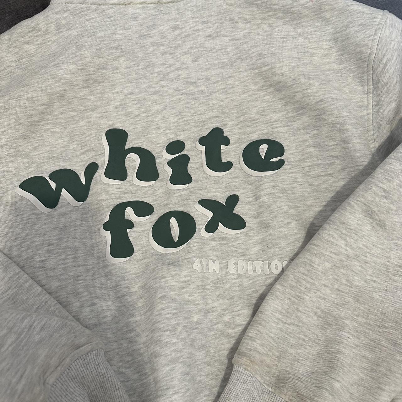 white fox grey hoodie size S/M don’t wear anymore... - Depop