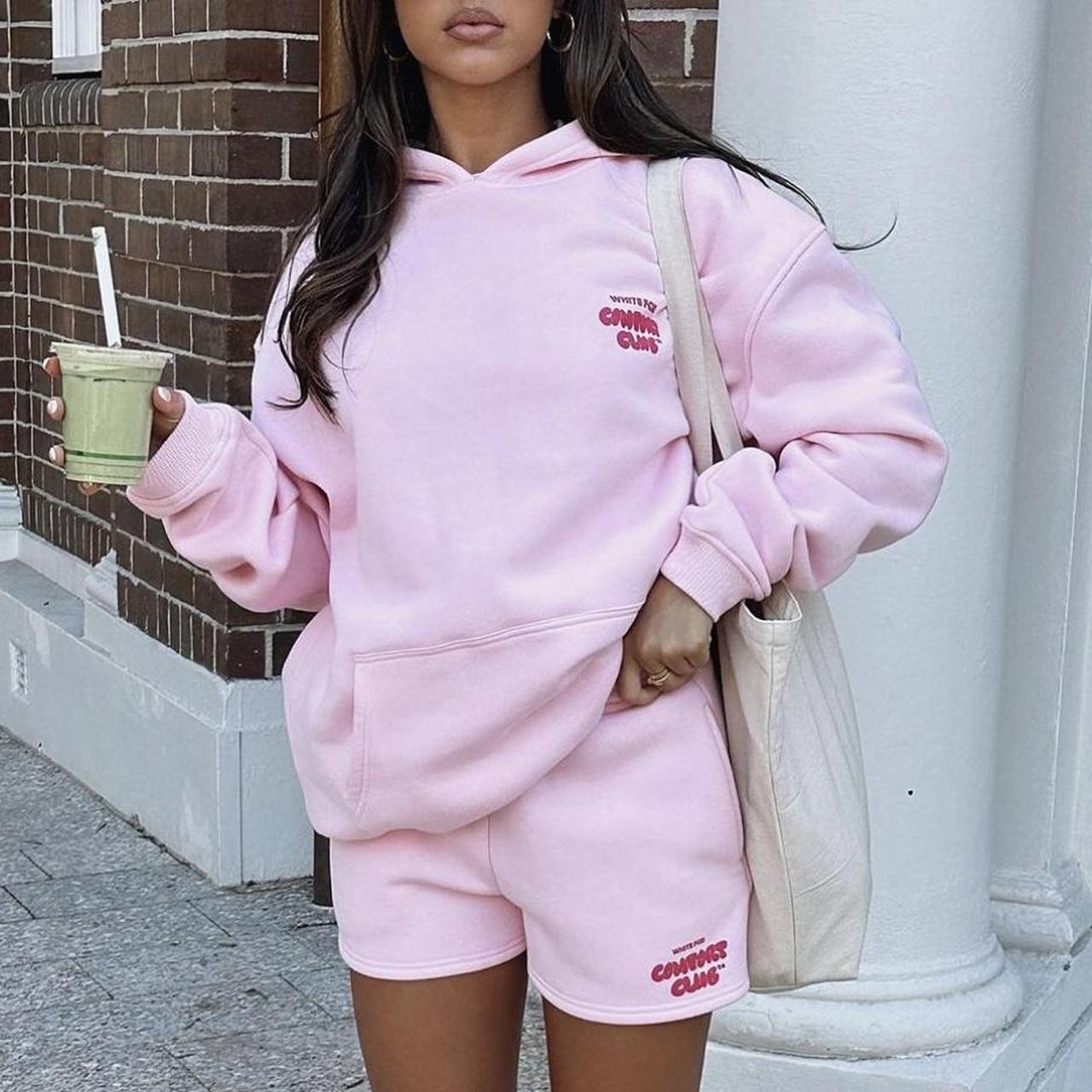 pink white fox comfort club hoodie size xxs/xs only... - Depop