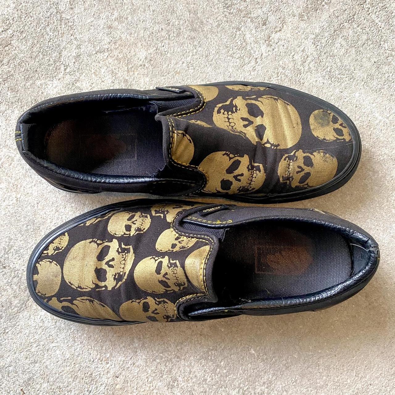 Gold Skull Slip on Vans ▫️Rare Vans pattern | Depop