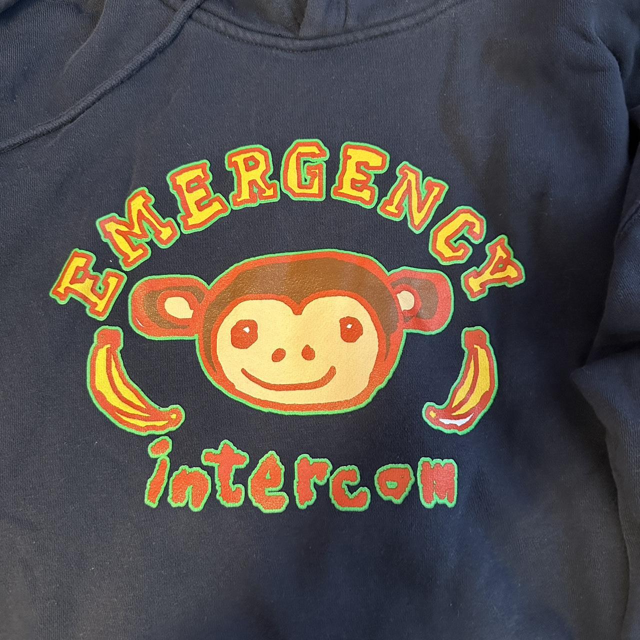 Emergency intercom merch! Navy blue monkey sweatshirt - Depop