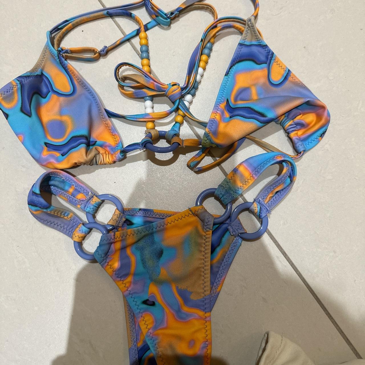 Tiger Mist Women's Blue and Orange Bikinis-and-tankini-sets | Depop