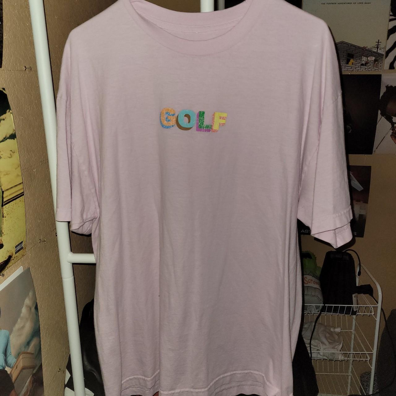 Pink Golf Wang logo T Shirt size: XL. Shirt is in... - Depop