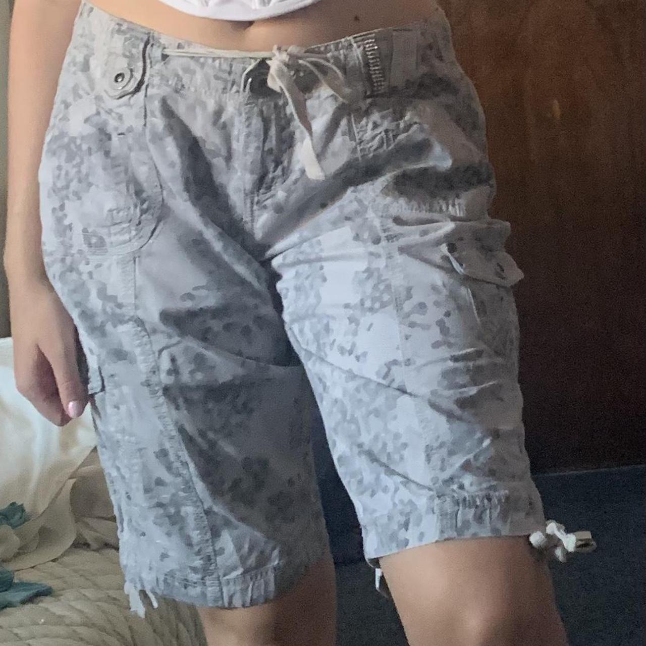 Light grey cargo shorts. Camo print camouflage. Size... Depop