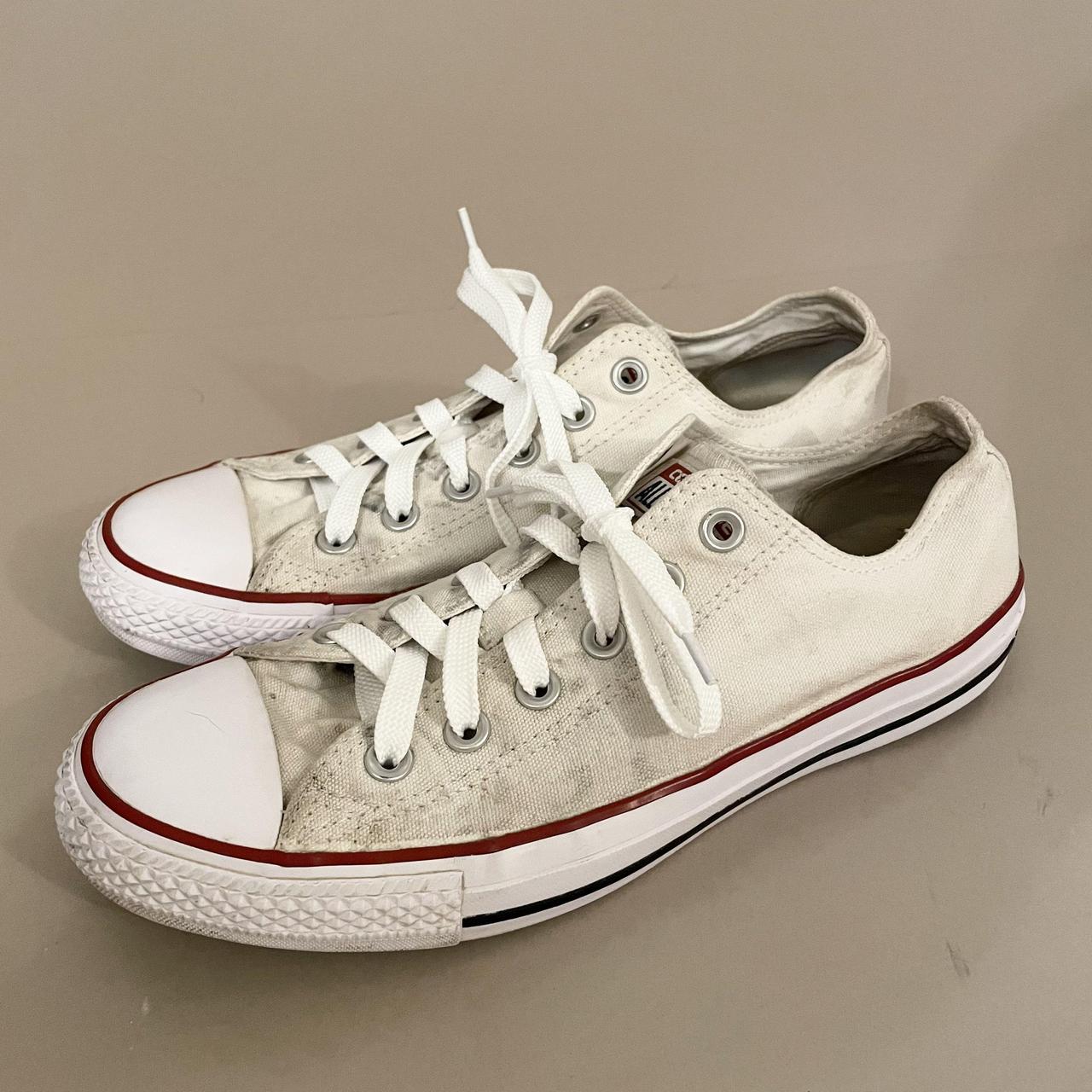 Converse All Star White Canvas Low Top Trainers UK... - Depop