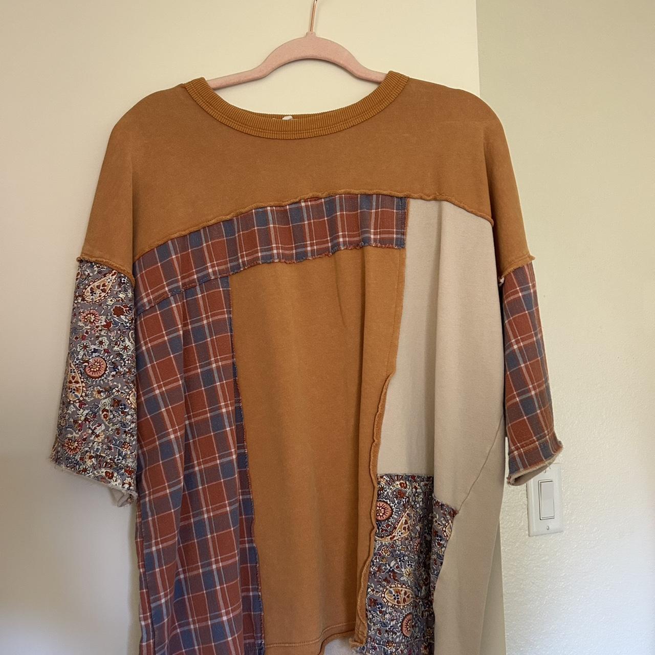 Women's Shirt - Multi/Brown - M – Patchwork overs… - image 1