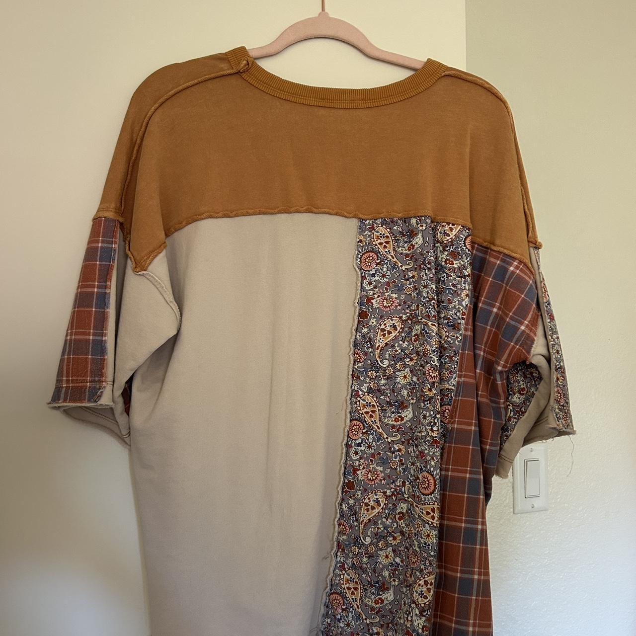 Women's Shirt - Multi/Brown - M – Patchwork overs… - image 2