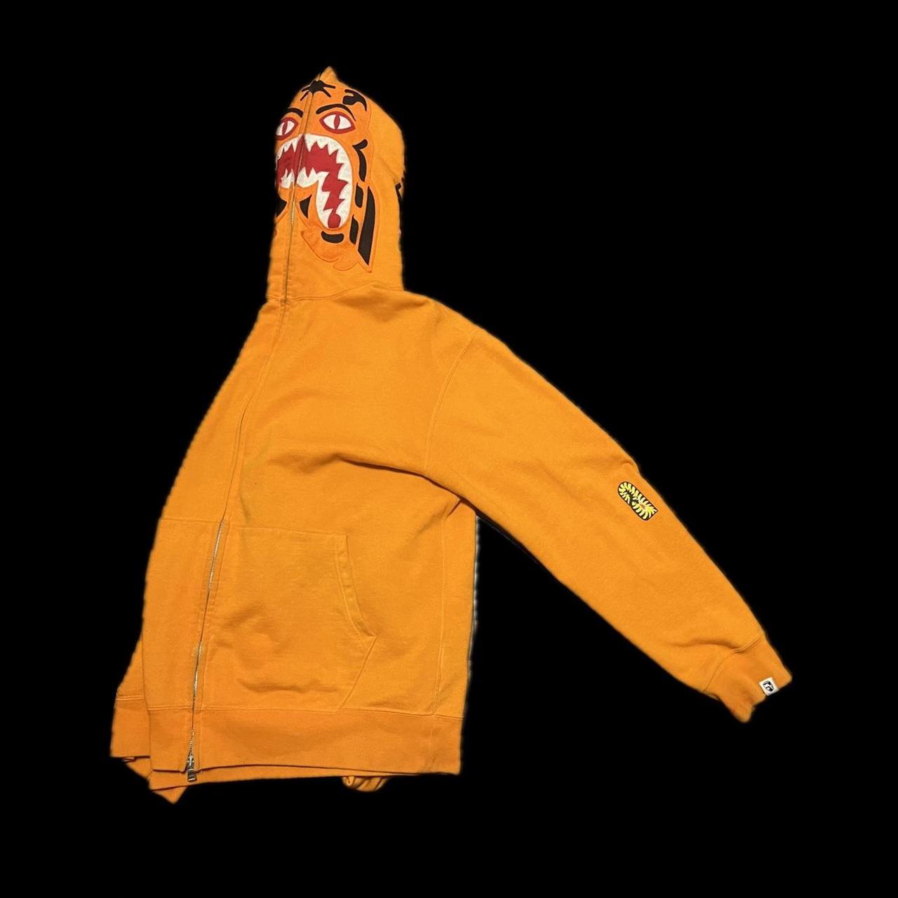 OG BAPE - Rare Tiger Shark Orange Hoodie size... - Depop