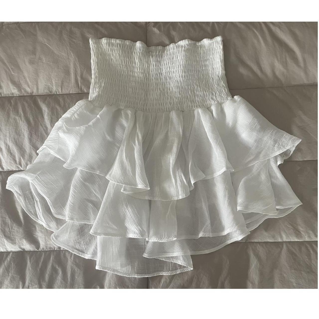 Adika white ruffle mini skirt Slightly sheer,... - Depop