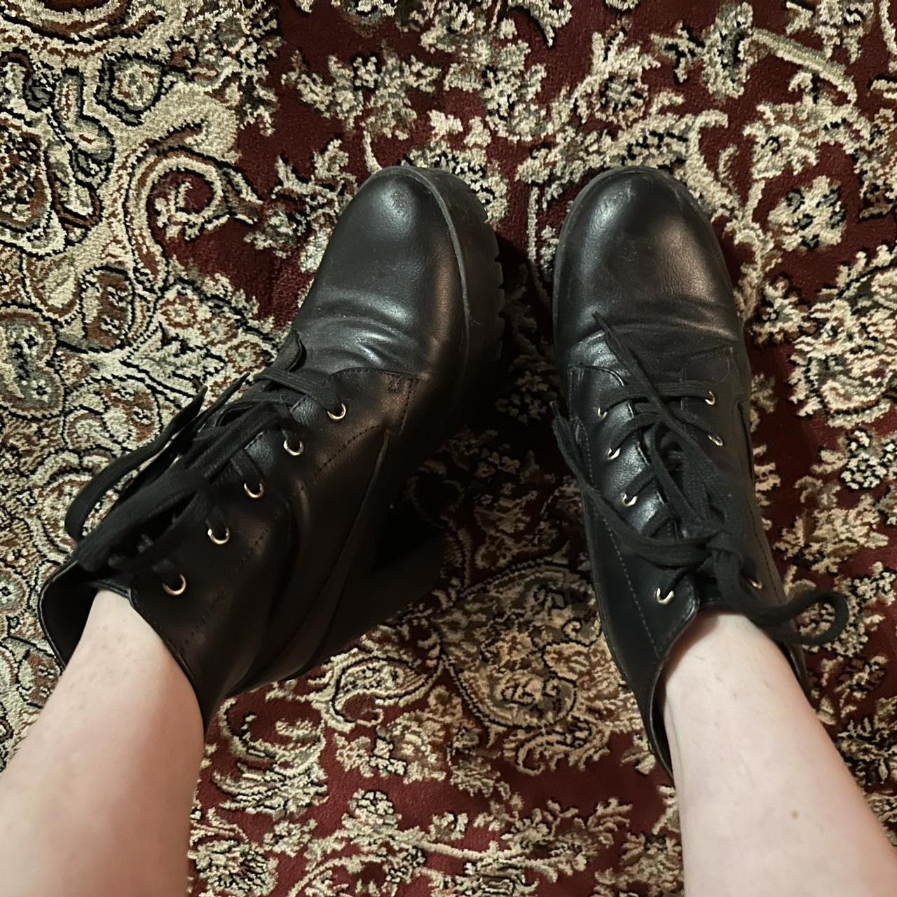 black combat boots heels size 5.5 super comfy. Depop