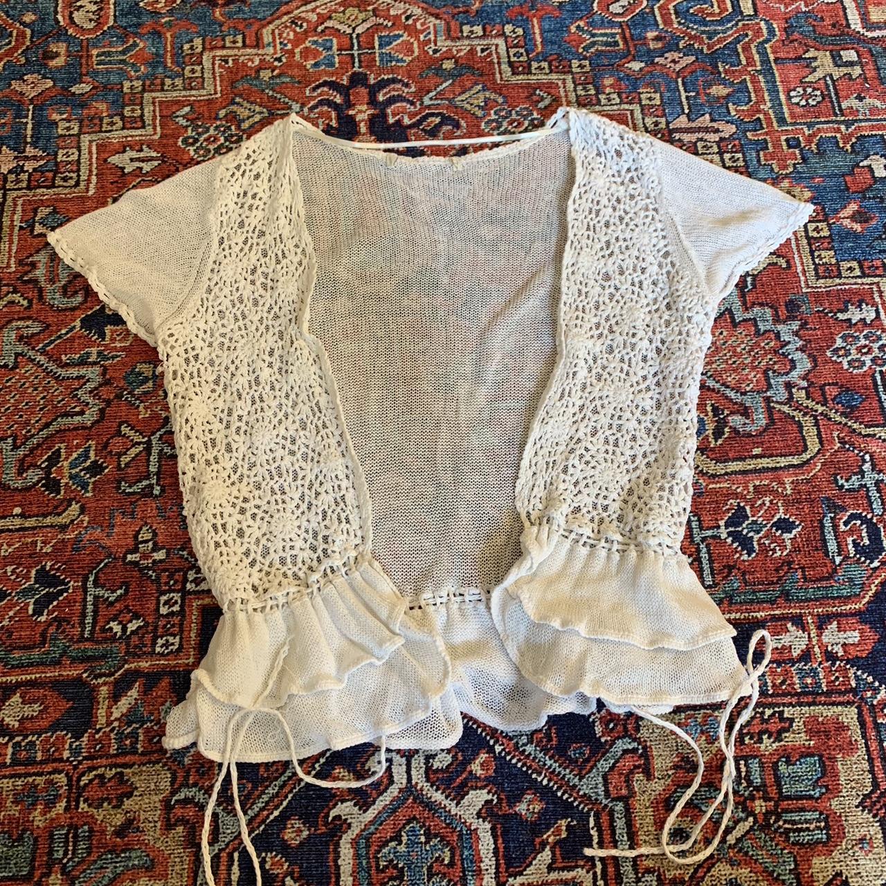white crochet top- bought in italy, only wore a few... - Depop