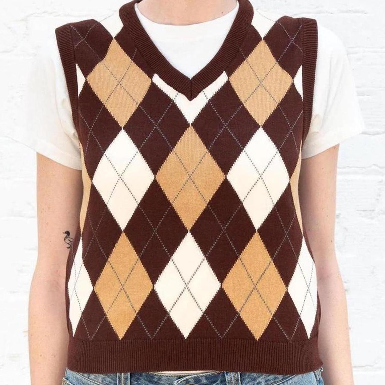 Argyle Brandy Melville Brown Sweater Vest NWOT Brandy Melville