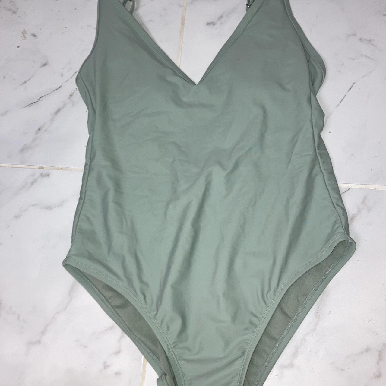 Kona Sol one piece plunge green bathing suit •worn... - Depop