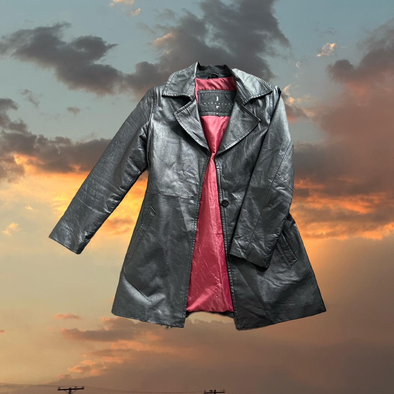 Black leather jacket with red lining women's sale