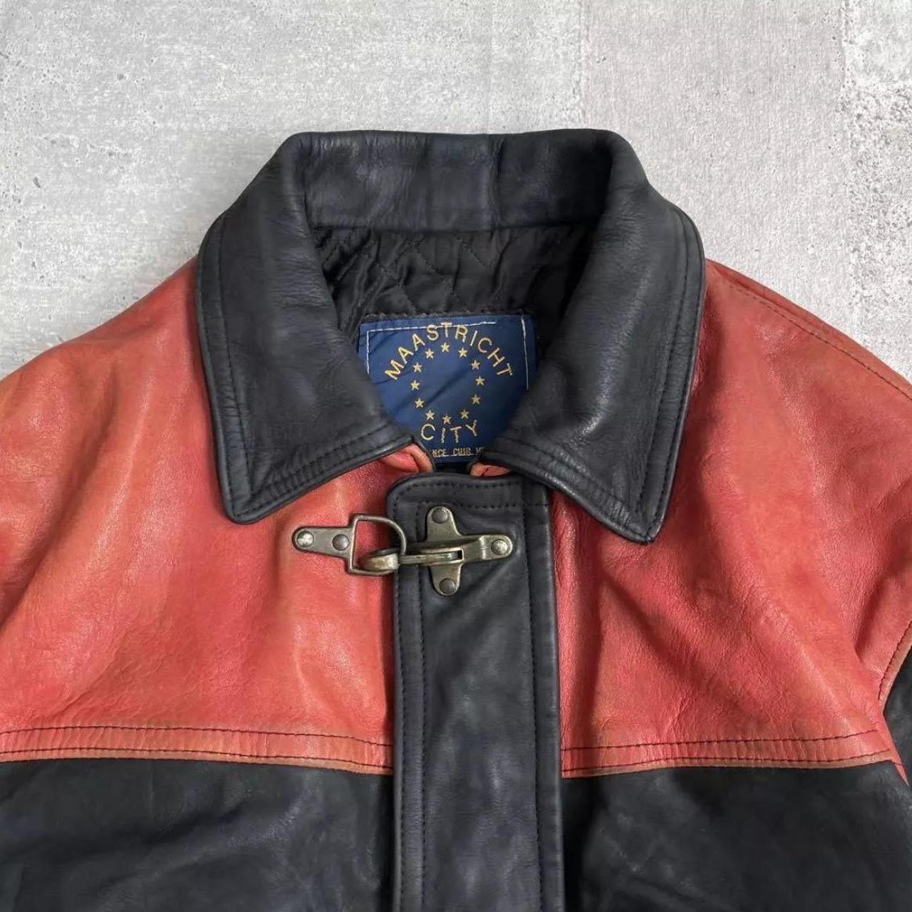 vintage leather fireman clasp jacket japanese kanji | Depop