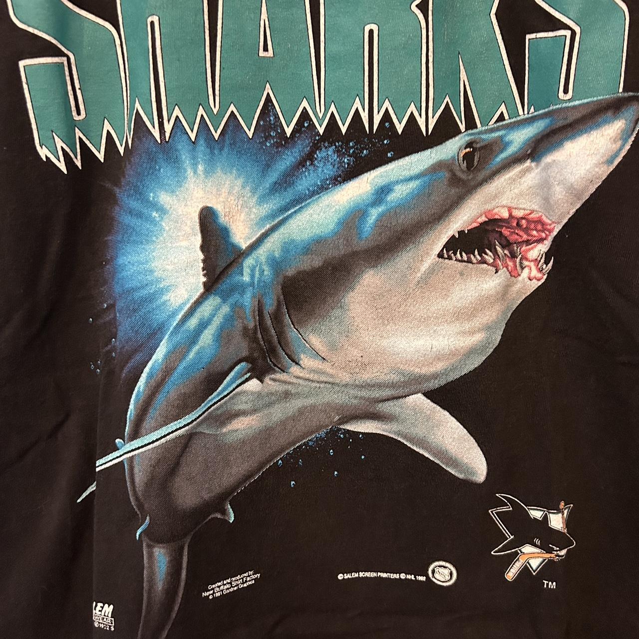 VINTAGE NHL SAN JOSE SHARKS TEE SHIRT 1991 SIZE LARGE MADE IN USA