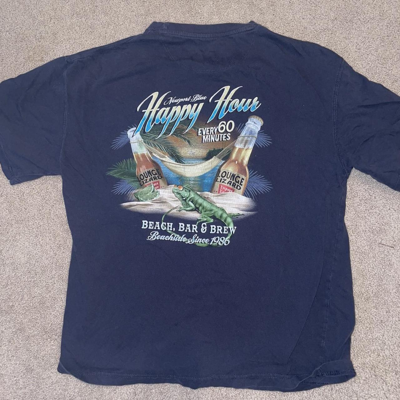 newport blue happy hour beach bar and brew graphic... - Depop