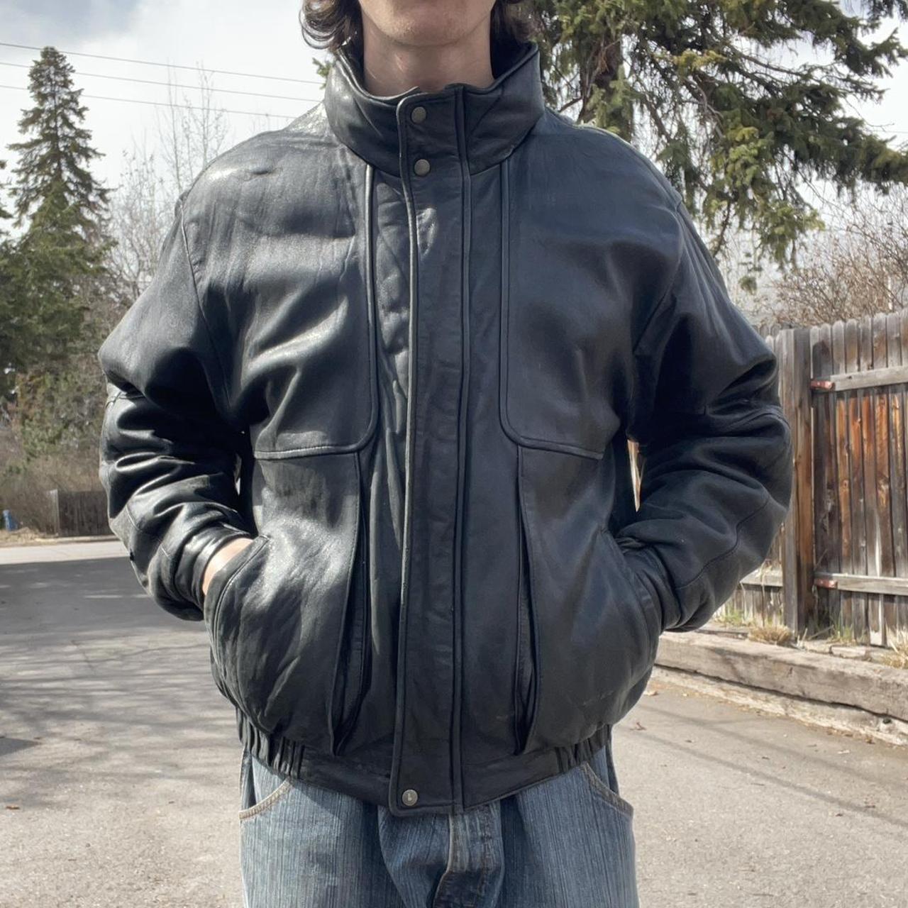 Vintage Eddie Bauer Down Lined Leather Jacket -from - Depop