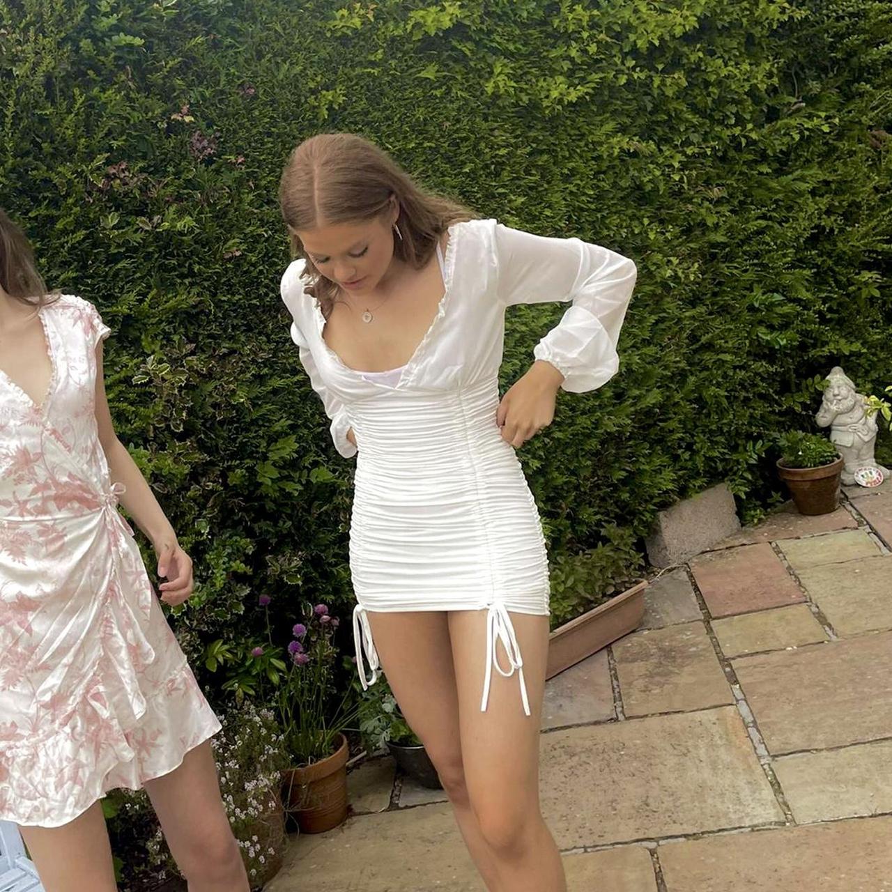 White mini dress! Gorgeous white bodycon mini dress... - Depop